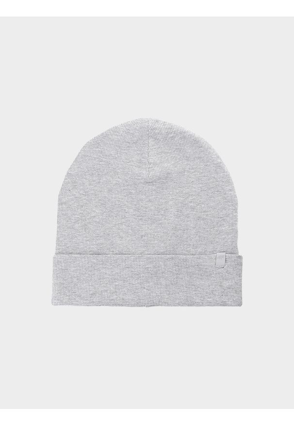 4f - Czapka beanie dziecięca - szara. Kolor: szary. Materiał: materiał, bawełna, dzianina. Sezon: wiosna. Styl: sportowy, casual, klasyczny