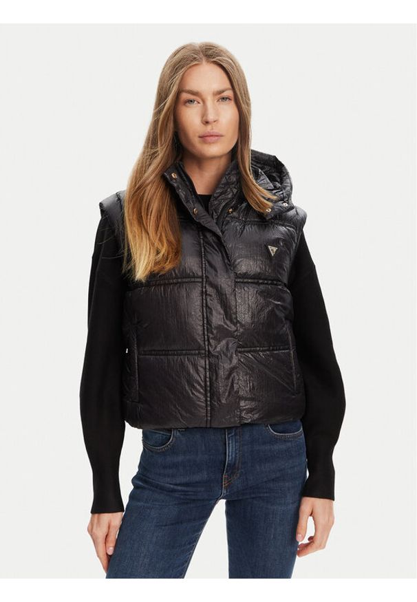 Guess Bezrękawnik W5YL11 WHDO2 Czarny Regular Fit. Kolor: czarny. Materiał: syntetyk. Długość rękawa: bez rękawów