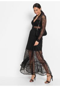 Sukienka z siatkową wstawką bonprix czarny. Kolor: czarny. Materiał: koronka. Wzór: koronka #3