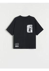Reserved - T-shirt oversize SmileyWorld® - czarny. Kolor: czarny. Materiał: dzianina, bawełna