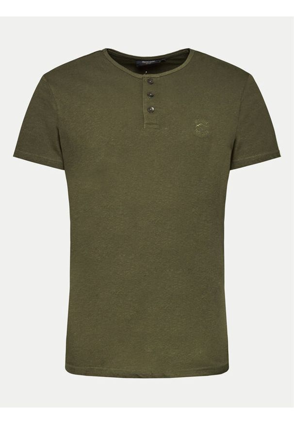 INDICODE T-Shirt Bosse 41-001 Zielony Regular Fit. Kolor: zielony. Materiał: len