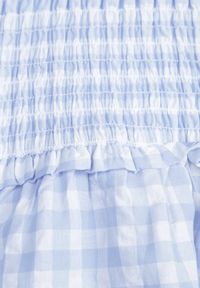 Born2be - Jasnoniebieska Rustykalna Sukienka z Bawełną w Kratę z Bufiastymi Rękawami i Marszczeniem Koko. Okazja: na co dzień. Kolor: niebieski. Materiał: bawełna. Typ sukienki: proste. Styl: casual #2