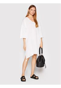 Max Mara Beachwear Sukienka letnia Paglie 32210328 Biały Oversize. Kolor: biały. Materiał: bawełna. Sezon: lato. Typ sukienki: oversize