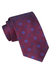 Męski Krawat - Alties - Czerwony w Niebieskie Groszki. Kolor: czerwony. Materiał: tkanina. Wzór: grochy. Styl: elegancki, wizytowy #1