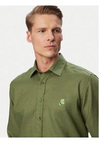 Karl Lagerfeld - KARL LAGERFELD Koszula 605084 562791 Zielony Regular Fit. Typ kołnierza: dekolt w karo. Kolor: zielony. Materiał: len #3