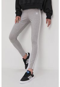 adidas Originals Legginsy H09425 damskie kolor szary gładkie. Kolor: szary. Materiał: bawełna, dzianina. Wzór: gładki #4