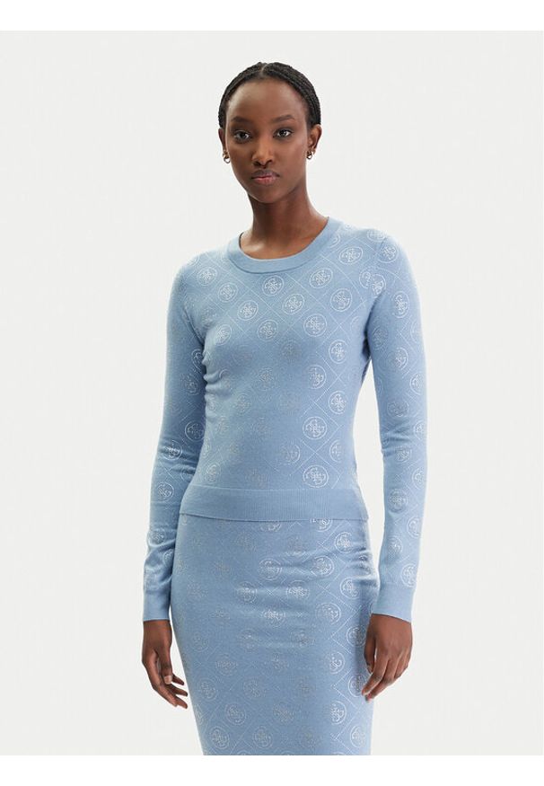 Guess Sweter W6RR66 Z3JD2 Błękitny Regular Fit. Kolor: niebieski. Materiał: syntetyk