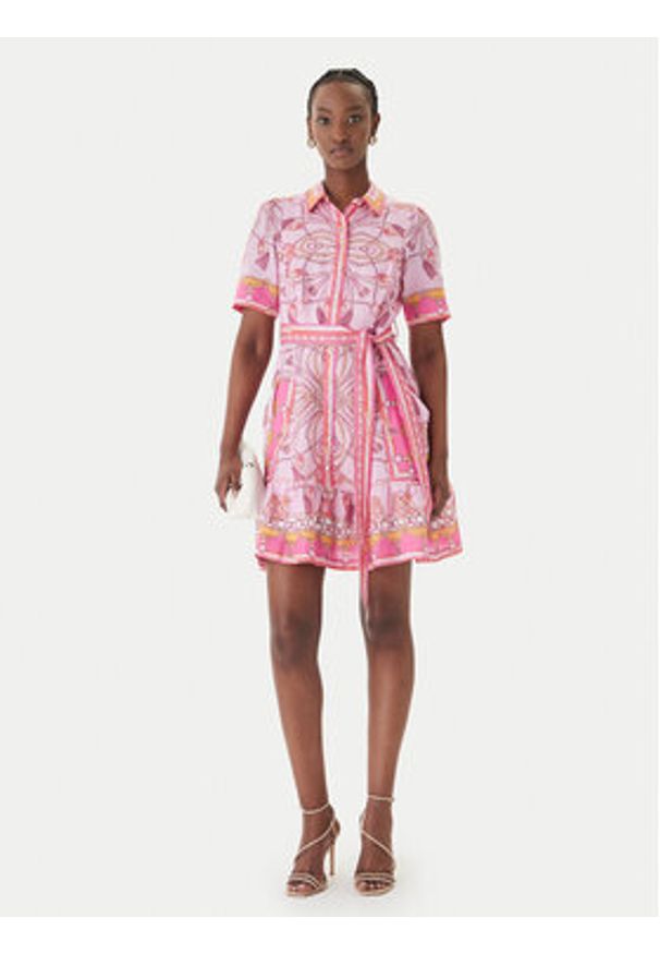 Hale bob - Hale Bob Sukienka letnia with linen Aula 61SG670A Różowy Regular Fit. Kolor: różowy. Materiał: len. Sezon: lato
