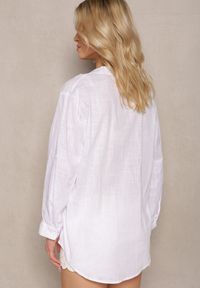 Renee - Biała Koszula o Luźnym Kroju z Dodatkiem Lnu i Guzikami Ellura. Kolor: biały. Materiał: len #2