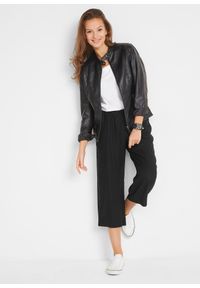bonprix - Spodnie 3/4 z elastyczną gumką w talii, z wiskozy. Kolor: czarny. Materiał: wiskoza #2