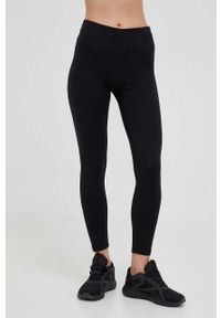 DKNY - Dkny legginsy damskie kolor czarny z aplikacją. Kolor: czarny. Materiał: skóra, dzianina, materiał. Wzór: aplikacja #1