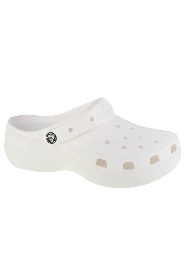 Crocs - Chaussures Femme CLASSIC PLATFORM CLOG W 100-White Blanc. Kolor: biały. Materiał: syntetyk, materiał. Obcas: na platformie. Styl: sportowy
