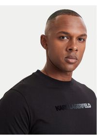 Karl Lagerfeld - KARL LAGERFELD T-Shirt 755060 564242 Czarny Regular Fit. Typ kołnierza: dekolt w karo. Kolor: czarny. Materiał: bawełna #4