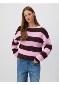 Reserved - Sweter w paski - wielobarwny. Materiał: dzianina. Wzór: paski