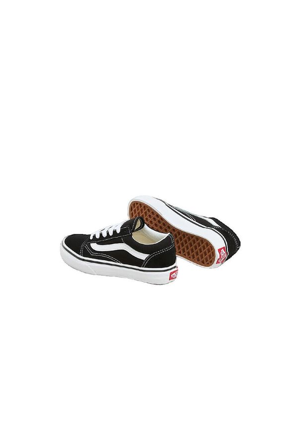 Buty Dziecko Vans Old Skool Low czarny. Okazja: na co dzień. Zapięcie: sznurówki. Kolor: czarny, wielokolorowy. Materiał: materiał, tkanina, skóra. Szerokość cholewki: normalna. Model: Vans Old Skool. Sport: turystyka piesza, skateboard