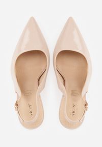 Born2be - Beżowe Lakierowane Szpilki VICES z Odkrytą Piętą i Wkładką ze Skóry Naturalnej Salena. Okazja: na co dzień, na spotkanie biznesowe, na ślub cywilny, do pracy, na wesele. Zapięcie: sprzączka. Kolor: beżowy. Materiał: skóra, lakier. Obcas: na szpilce. Styl: casual, biznesowy, elegancki, klasyczny #2