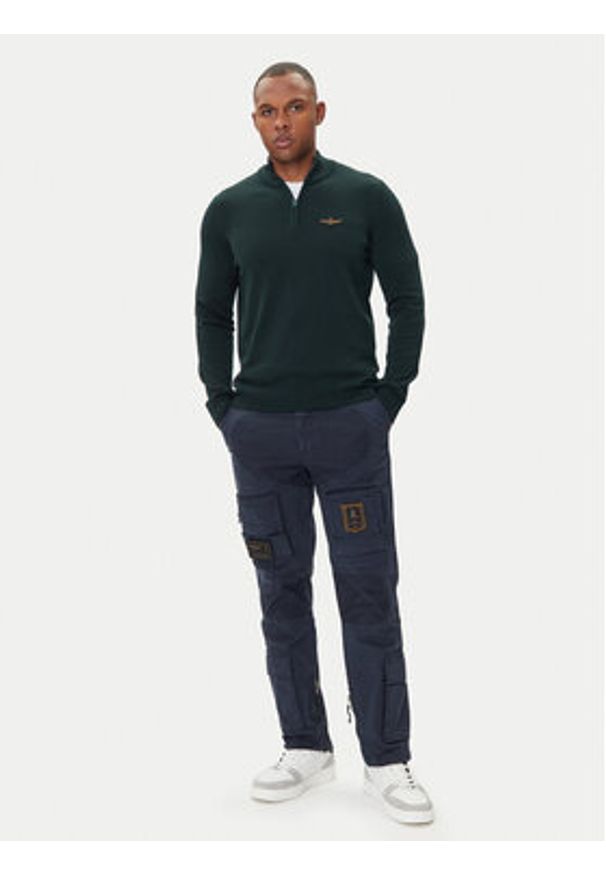 Aeronautica Militare Sweter 252MA1578UL00506 Zielony Regular Fit. Kolor: zielony. Materiał: bawełna
