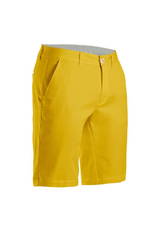 INESIS - Spodenki do golfa MW500 żółte. Kolor: pomarańczowy. Materiał: materiał, bawełna, poliester, elastan. Sport: golf