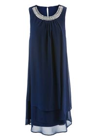 Sukienka Premium z aplikacją bonprix ciemnoniebieski. Kolor: niebieski. Wzór: aplikacja #1