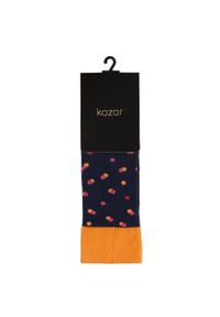 Kazar - Granatowe skarpety z pomarańczowymi wstawkami. Kolor: niebieski. Materiał: bawełna #4
