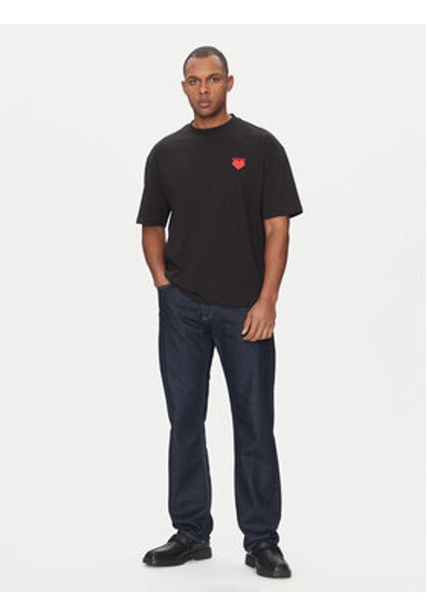 Hugo - HUGO T-Shirt Dewdam 50530557 Czarny Relaxed Fit. Kolor: czarny. Materiał: bawełna