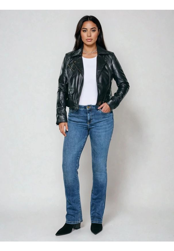 Big-Star - Jeansy damskie granatowe Adela Bootcut 536. Kolor: niebieski. Styl: klasyczny