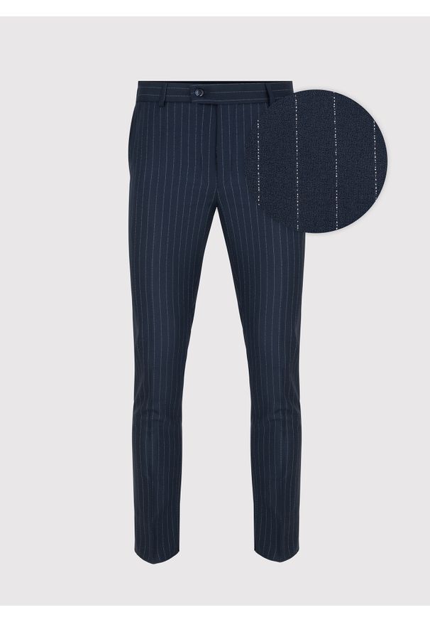 Pako Lorente - PAKO LORENTE – Spodnie garniturowe w kolorze granatowym w prążek. Kolor: niebieski. Wzór: prążki. Styl: elegancki