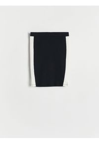 Reserved - Ołówkowa spódnica z lampasami - czarny. Kolor: czarny. Materiał: bawełna, dzianina