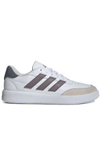 Adidas - Buty męskie adidas Courtblock IH1709 - białe. Zapięcie: pasek. Kolor: biały. Materiał: syntetyk, skóra, guma. Szerokość cholewki: normalna. Wzór: aplikacja #1