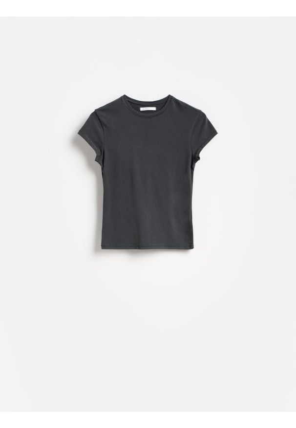 Reserved - T-shirt slim fit - ciemnoszary. Kolor: szary. Materiał: bawełna, elastan, dzianina