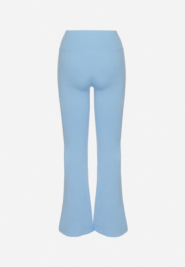 Born2be - Niebieskie Spodnie Legginsy Typu Dzwony z Wysokim Stanem Melonell. Stan: podwyższony. Kolor: niebieski
