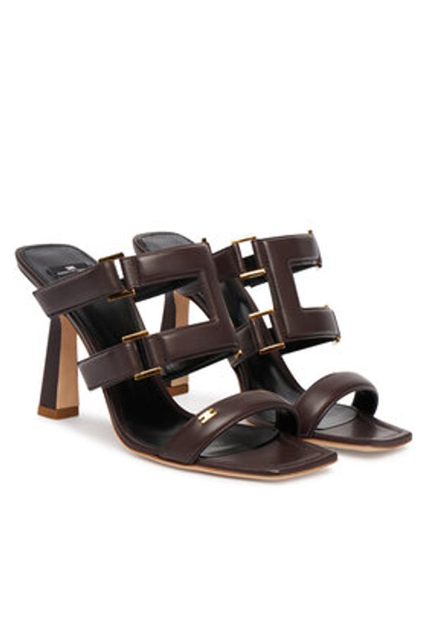 Elisabetta Franchi Klapki SA-44L-62E2-V620 Brązowy ciemny. Kolor: brązowy. Materiał: skóra