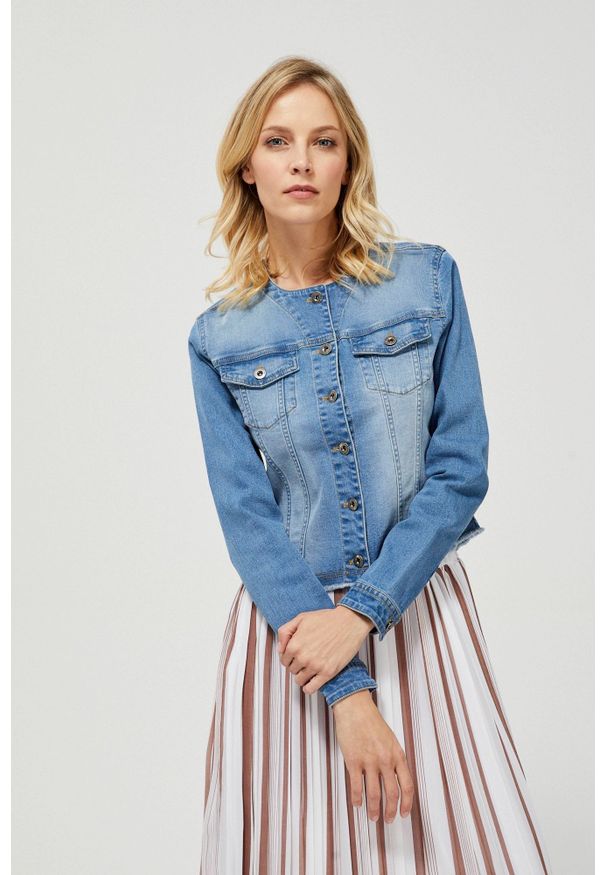 MOODO - Katana jeansowa. Typ kołnierza: bez kaptura. Materiał: jeans. Długość rękawa: długi rękaw. Długość: długie. Wzór: gładki