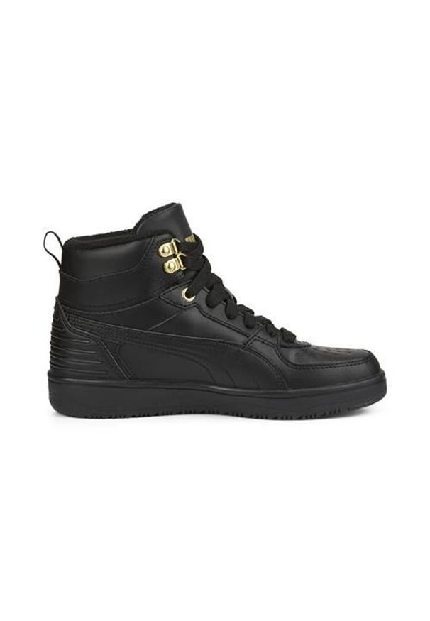 Buty do chodzenia dla dzieci Puma Rebound Rugged JR. Wysokość cholewki: za kostkę. Zapięcie: sznurówki. Kolor: czarny, wielokolorowy. Materiał: materiał, guma, syntetyk. Szerokość cholewki: normalna. Sport: turystyka piesza