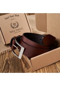 Pasek skórzany 100 cm brązowy PAOLO PERUZZI PG-05-BRS-100. Kolor: brązowy. Materiał: skóra. Styl: klasyczny, casual, elegancki #1