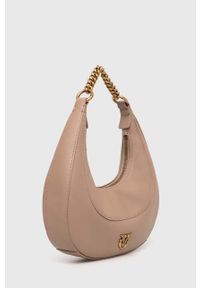 Pinko torebka skórzana kolor beżowy. Kolor: beżowy. Materiał: skórzane #5