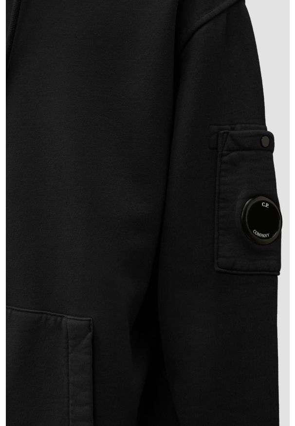 C.P. Company - C.P. COMPANY Czarna bluza męska Sweat Hooded. Okazja: na co dzień. Kolor: czarny. Materiał: bawełna. Styl: casual