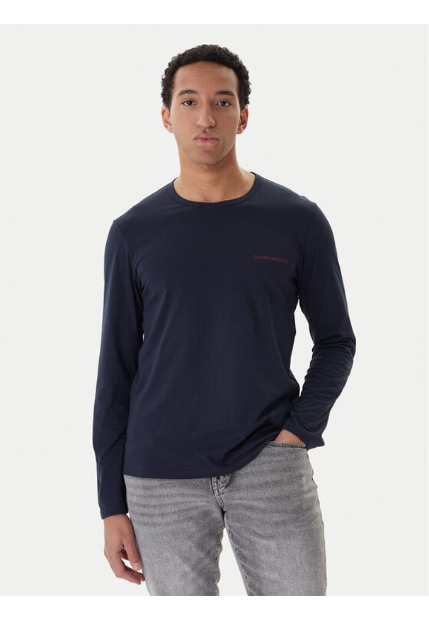 Emporio Armani Underwear Longsleeve EM000382 AF10800 UB102 Granatowy Slim Fit. Kolor: niebieski. Materiał: bawełna. Długość rękawa: długi rękaw