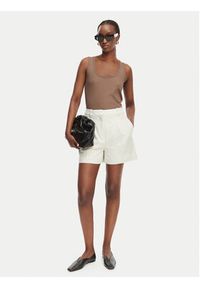 Calvin Klein Jeans Szorty materiałowe LV047F632G Biały Regular Fit. Kolor: biały. Materiał: len #5