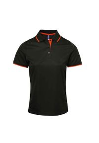 PREMIER - Damska Koszulka Polo Coolchecker W Kontrastowym Kolorze. Typ kołnierza: polo. Kolor: żółty, wielokolorowy, pomarańczowy, czarny