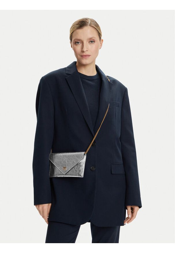 Pinko - PINKO Torebka Flat Purse Mini AI 25-26 PCPL 105347 A2OT Srebrny. Kolor: srebrny. Materiał: skórzane