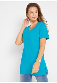 bonprix - Długa bluzka z dekoltem w serek (2 szt.). Typ kołnierza: dekolt w serek. Kolor: niebieski. Długość: długie #1