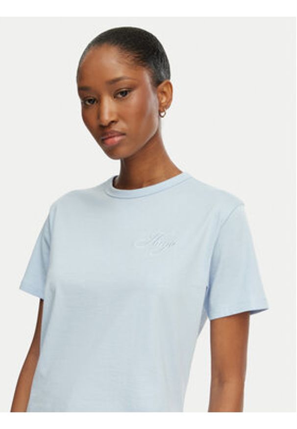 Hugo - HUGO T-Shirt Damacia_7 50561233 Niebieski jasny Regular Fit. Kolor: niebieski. Materiał: bawełna