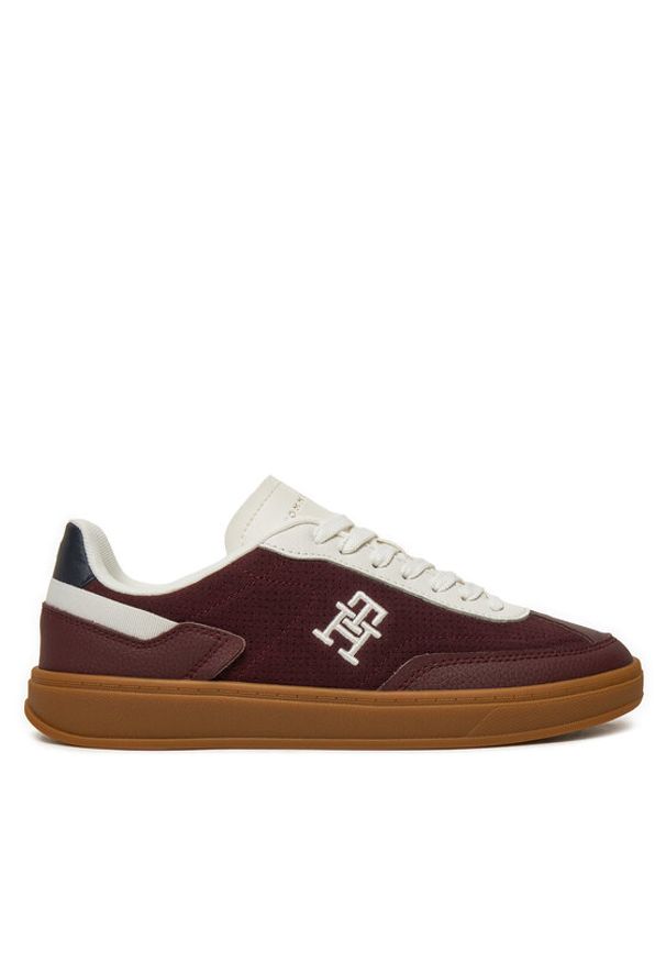 TOMMY HILFIGER - Tommy Hilfiger Sneakersy Heritage Sneaker Perf FW0FW08380 Bordowy. Kolor: czerwony. Materiał: zamsz, skóra