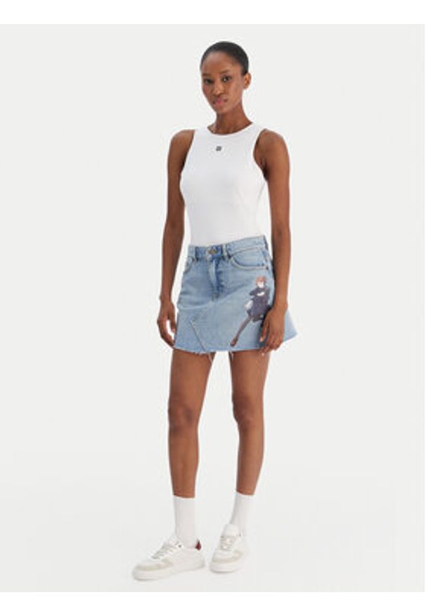 Hugo - HUGO Spódnica jeansowa Gadele 50557549 Niebieski Regular Fit. Kolor: niebieski. Materiał: bawełna