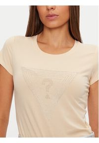 Guess T-Shirt W4BI41 KA0Q1 Beżowy Regular Fit. Kolor: beżowy. Materiał: bawełna