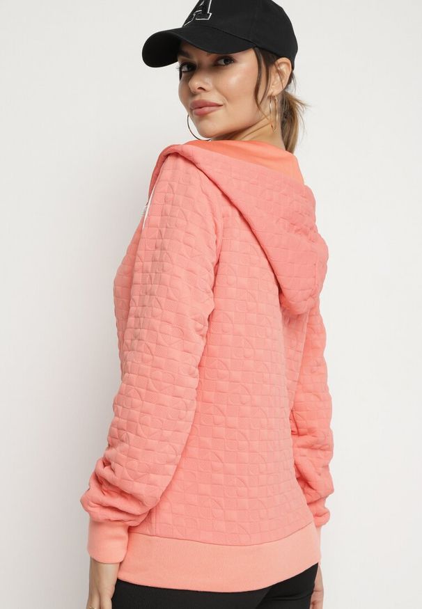 Born2be - Różowa Rozpinana Bluza z Dodatkiem Bawełny Ozdobiona Troczkami Arsolina. Kolor: różowy. Materiał: bawełna. Wzór: aplikacja