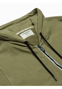 Ombre Clothing - Bluza męska rozpinana z kapturem B1145 - khaki - M. Typ kołnierza: kaptur. Kolor: brązowy. Materiał: bawełna. Styl: klasyczny #4