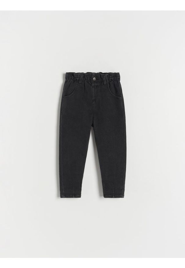 Reserved - Ocieplane jeansy baggy - czarny. Kolor: czarny. Materiał: jeans