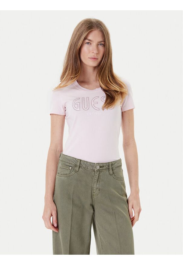 Guess T-Shirt W5YI05 J1314 Różowy Regular Fit. Kolor: różowy. Materiał: bawełna